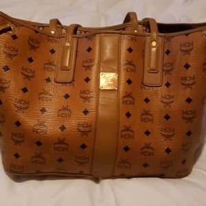 Mcm preloved cognac tote